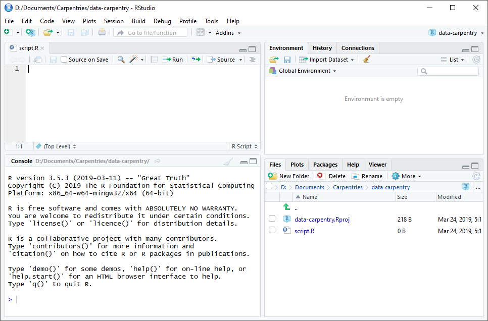 Screenshot of the RStudio_startup screen